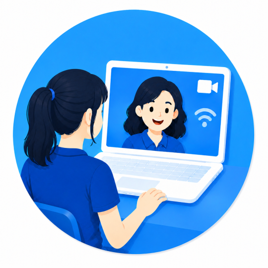 A tutor and student meeting online by video call