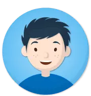 A drawing of a student without glasses to indicate in-person lessons