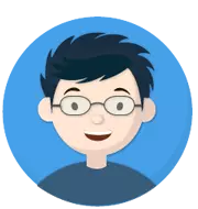 A drawing of a student wearing glasses to indicate online lessons