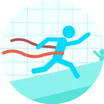 An icon showing a student reaching their goals by crossing the finish line